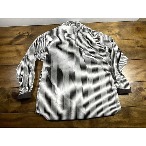 Tailorbyrd Mens Size Large Stripe Long Sleeve Button Down Shirt 2-Ply Yarn - Picture 12 of 12